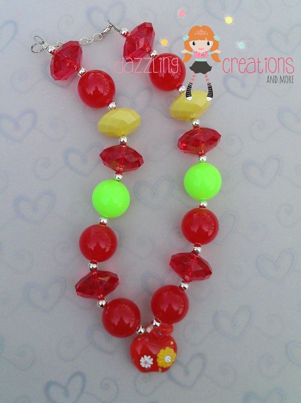 Apple Chunky Necklaces Perfect Photo Props for Girls/Bubblegum Beads/Girls Jewelry