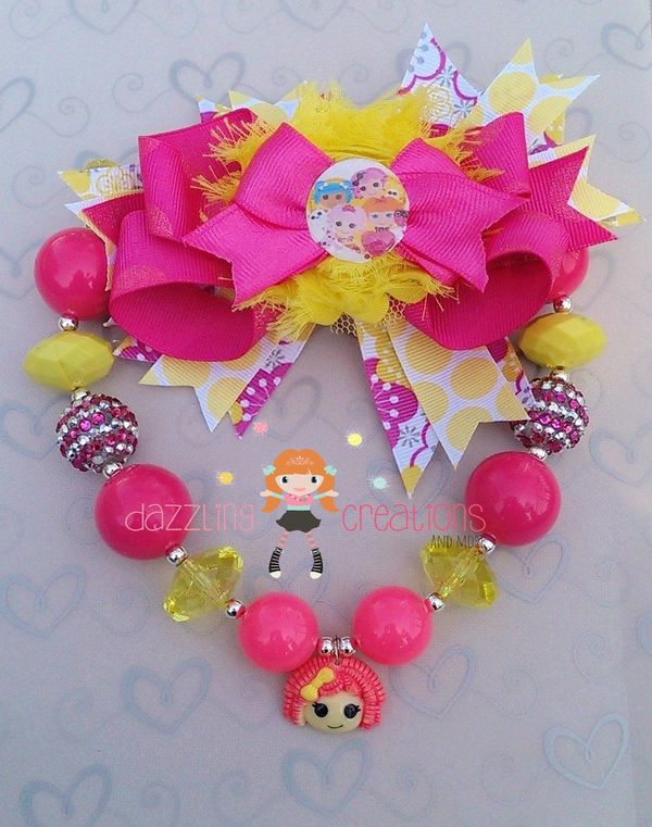 Lalaloopsy Pendant Chunky Necklaces and Hair Bows Perfect Photo Props