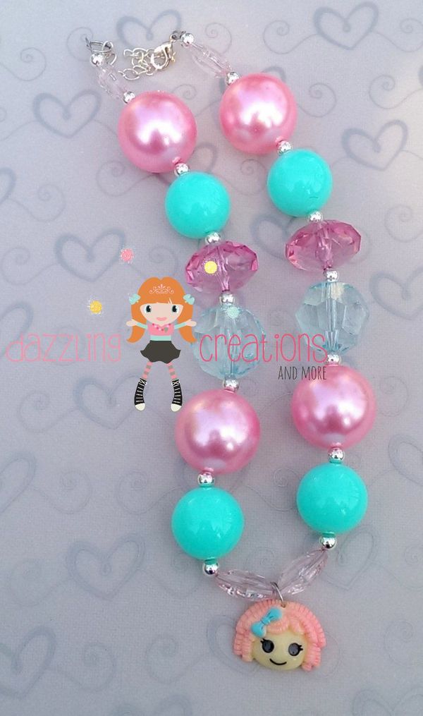 Pink Lalaloopsy Chunky Necklace/Bubblegum Beads/Girls Jewelry