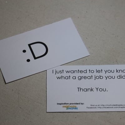 "thank you" mini-card - all smiles - (for a great job)