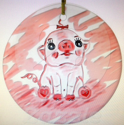 Pink unicorn or Pig ornament