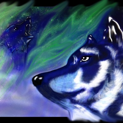  wolves in aura borealis 