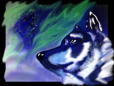  Wolves in aura borealis 