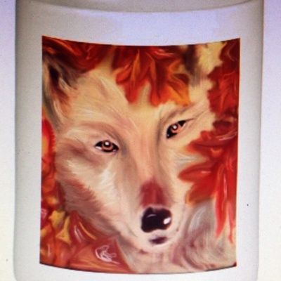 Fall wolf or snow wolf coffee mug