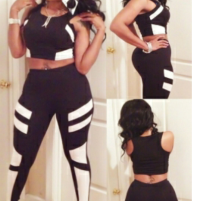   black two-piece jumpsuit