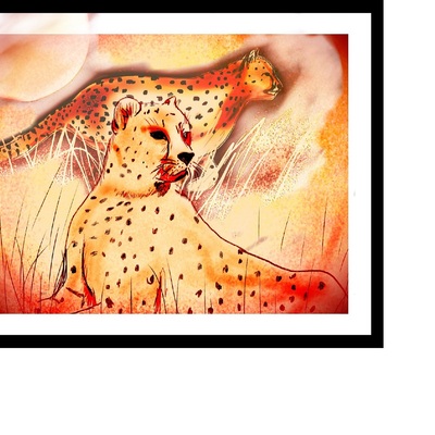Cheetahs in the sunset print