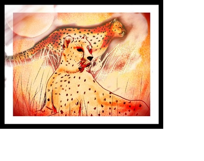 Cheetahs in the sunset print