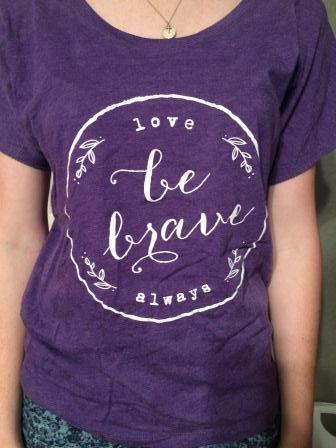ladies' DOLMAN tri-blend PURPLE RUSH be brave 