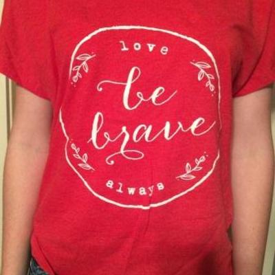 Ladies' dolman tri-blend vintage red be brave 