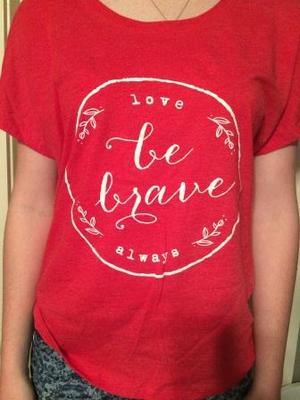 ladies' DOLMAN tri-blend Vintage Red be brave 