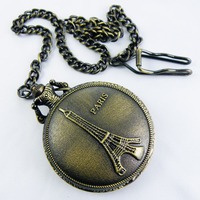 Eiffel Tower Quartz Pocket Watch Necklace - Thumbnail 1