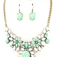 Pastel Teardrop Flower Necklace Set - Thumbnail 2
