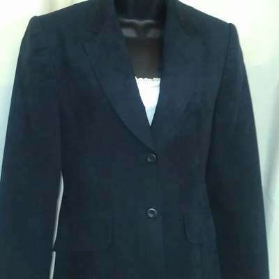 Ladies' suede leather blazer, black sz:l - Thumbnail 2