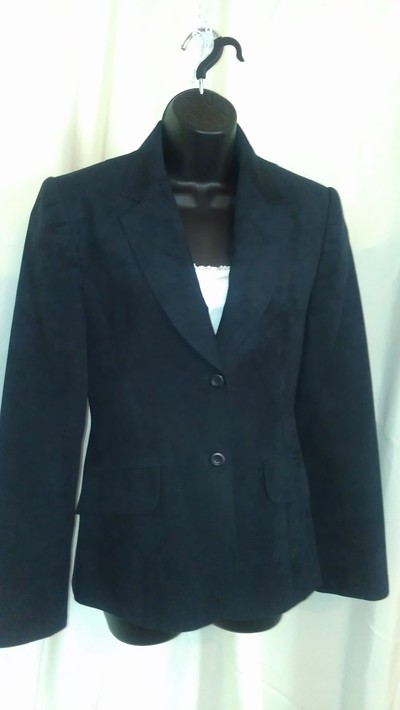 Ladies' Suede Leather Blazer, Black Sz:L