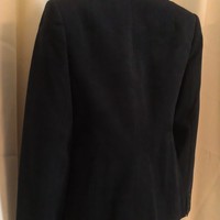 Ladies' Suede Leather Blazer, Black Sz:L - Thumbnail 2