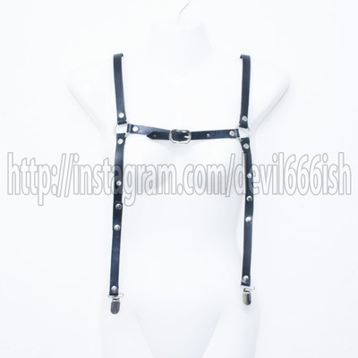Leather Harness Suspender - Black