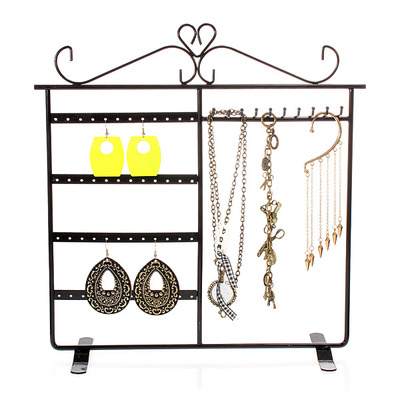 Black jewelry display rack 10 hooks 48 holes stand