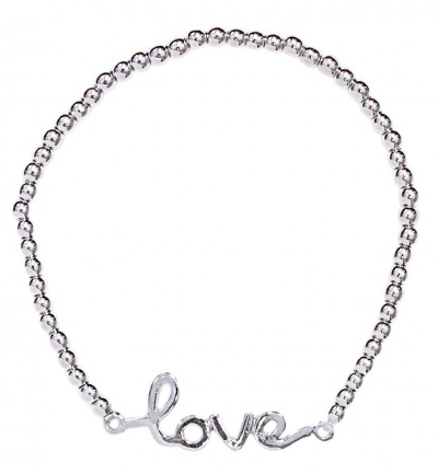 Lyna - Beaded Love Bracelet Silver