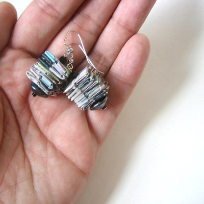 Stacked Shiny Floating Saucers Eco Earrings