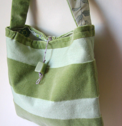Eco Friendly Celery Green Purse with Silk Floral Lining