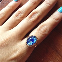 Sapphire Blue Opal Ring - Thumbnail 1