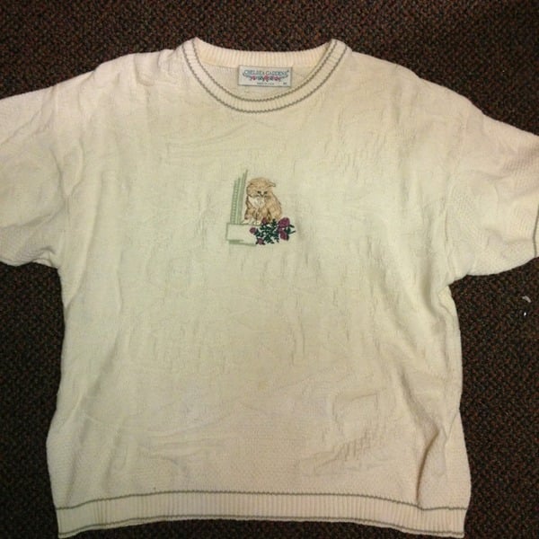 kitten short sleeve sweater (L)