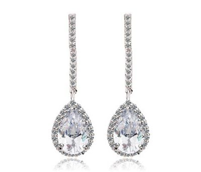Wedding Bride Rhinestone Crystal Droplet Earrings