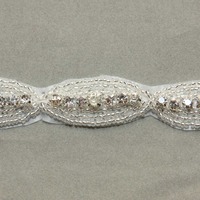 1 Yard Oval Rhinestone Crystal Dress Hair DIY Applique Trim - Thumbnail 1