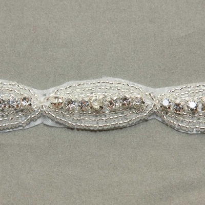 1 yard oval rhinestone crystal dress hair diy applique trim