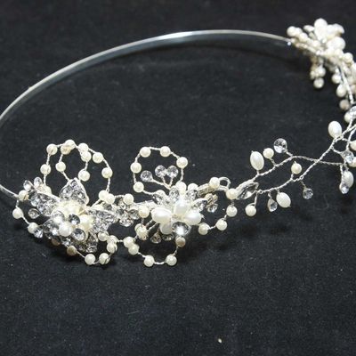 Bridal wedding bride rhinestone crystal pearl tiara headband