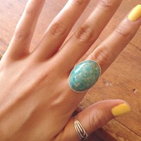 "Abbey" Teal Matrix Ring - Thumbnail 1