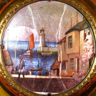 Brass wall decor plate - seaside town