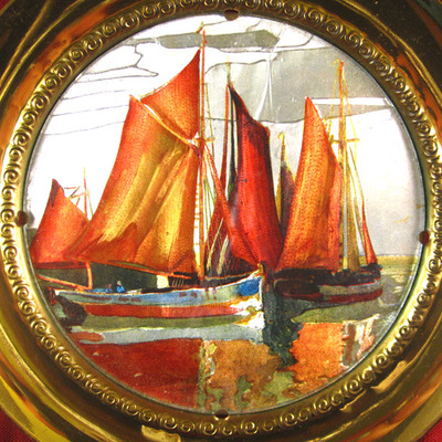 Brass wall decor plate - ship