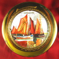 Brass Wall Decor Plate - Ship - Thumbnail 1