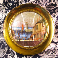 Brass Wall Decor Plate - Seaside Town - Thumbnail 1