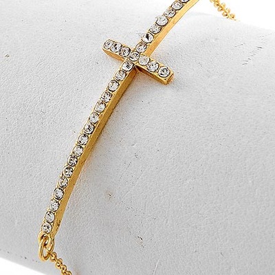 Therese - rhinestone cross gold