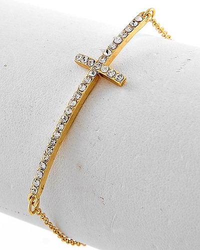 Therese - Rhinestone Cross Gold
