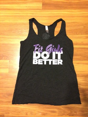 Girls Black Tanks - Purple & White / Fit Girls