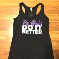 Girls Black Tanks - Purple & White / Fit Girls