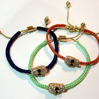 Dakota- Metal Drawstring Skull Bracelet - Thumbnail 3