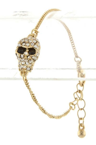 Drita - Gold Crystal Skull Bracelet