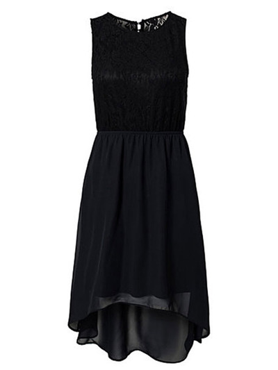 Black blends women fashion round neck square sleeveless asymmetrical dress m/l sy-6263-46-black