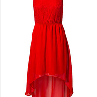 Black Blends Women Fashion Round Neck Square Sleeveless Asymmetrical Dress M/L SY-6263-46-Black - Thumbnail 2