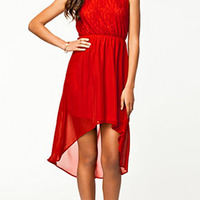 Red Blends Women Fashion Round Neck Square Sleeveless Asymmetrical Dress M/L SY-6263-46-Red - Thumbnail 1