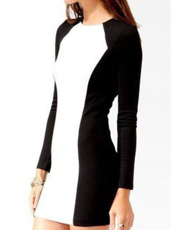 Black Blends Women Fashion Sexy Slim Dress One Size SY-21288-47-Black