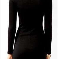 Black Blends Women Fashion Sexy Slim Dress One Size SY-21288-47-Black - Thumbnail 1