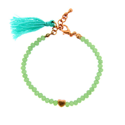 Reina - Mint Heart Tassel Bracelet