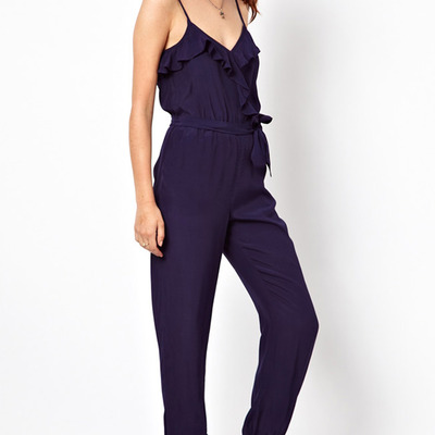 Blue blends women fashion jumpsuit m/l sy-6265-77-blue
