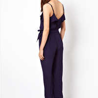 Blue Blends Women Fashion Jumpsuit M/L SY-6265-77-Blue - Thumbnail 2
