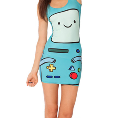 Blue blends women fashion u-shape collar slim sexy dress one size sy-21266-39-blue